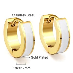 18k plated Gold and White Two-Tone Hoop Earrings‎